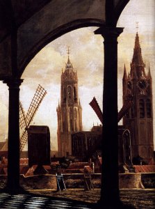 A View of Delft through an Imaginary Loggia 1663 detail