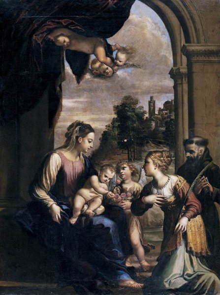 Madonna and Child with Sts Catherine and Francis 1610-12