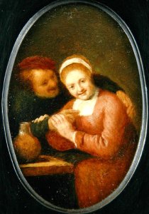 An Amorous Couple at a Table