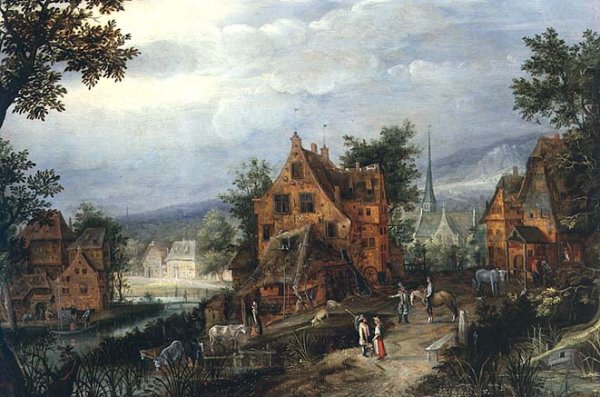 Village Scene with Figures