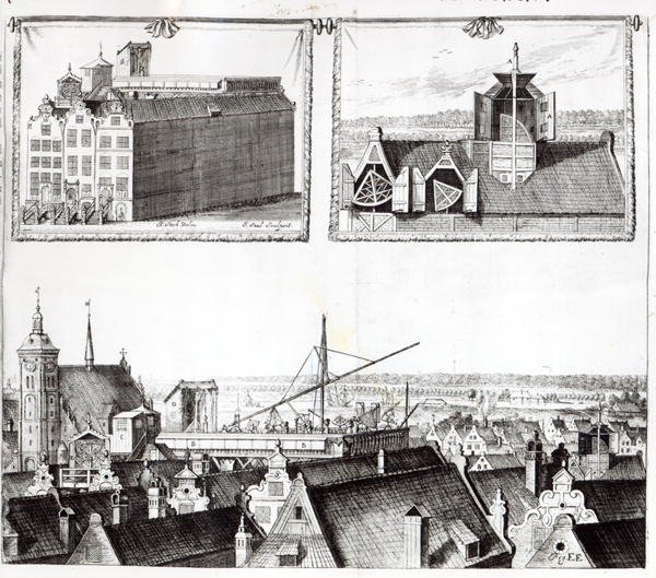 The Sternenburg observatory, illustration from Machina Coelestis by Johann Hevelius, engraved by Izaak Saal, 1674