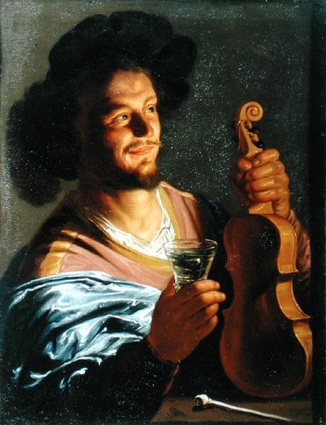 Man with a Fiddle and Glass in Hand