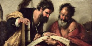 Saints John the Evangelist and Mark discussing their Writings