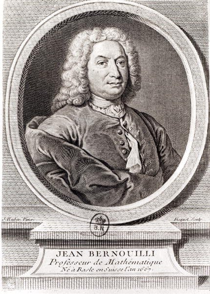 Portrait of Jean Bernoulli 1667-1748 engraved by Etienne Ficquet 1719-94