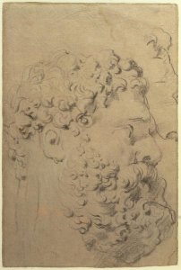 Studies of the head and profile of the Farnese Hercules by Glycon, verso, 1606-08