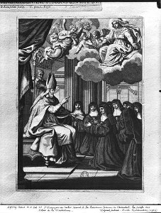 St. Francois de Salles 1567-1622 Giving the Rule of the Visitation to St. Jeanne de Chantal 1572-1641