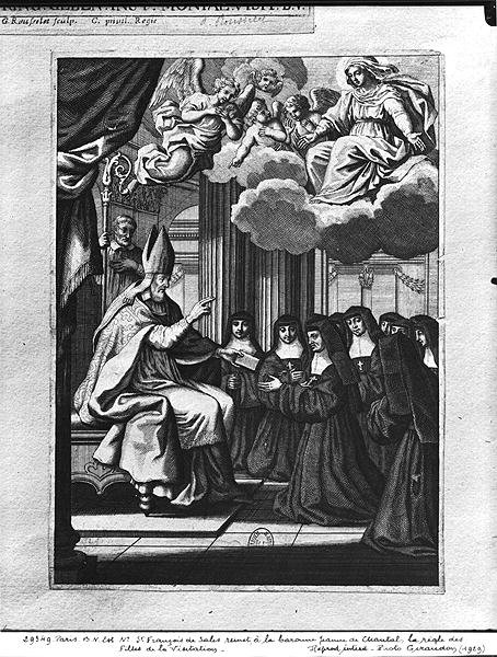 St. Francois de Salles 1567-1622 Giving the Rule of the Visitation to St. Jeanne de Chantal 1572-1641