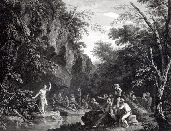 Saint John preaching in the Wilderness, engraved by John Browne, 1768