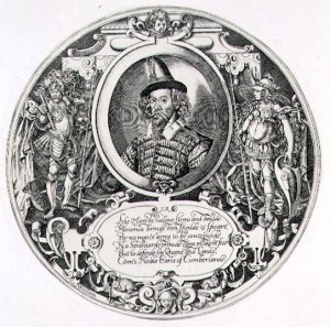 Portrait of George Clifford 1558-1605 3rd Earl of Cumberland, engraved by the artist, c.1590