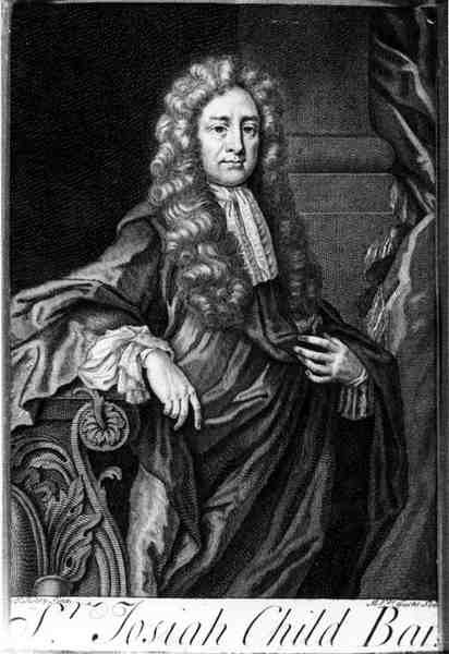 Portrait of Sir Joseph Child 1630-99, engraved by Michiel van der Gucht 1660-1725