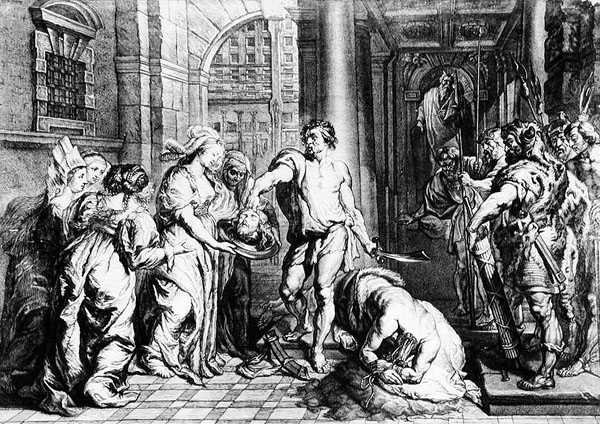 The Execution of St. John the Baptist, engraved by Martin I van den Enden fl. 1630-54