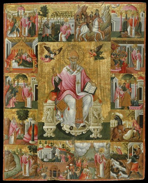 Icon of St Spyridon with Scenes of his life