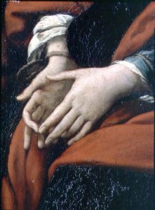 The Martyrdom of SS. Rufina and Seconda, known as the three-handed picture, detail of bound hands, painted in conjunction with Pier Francesco Mazzucchelli Morazzone 1571-1626 and Giulio Cesare Procaccini 1574-1625, before 1625