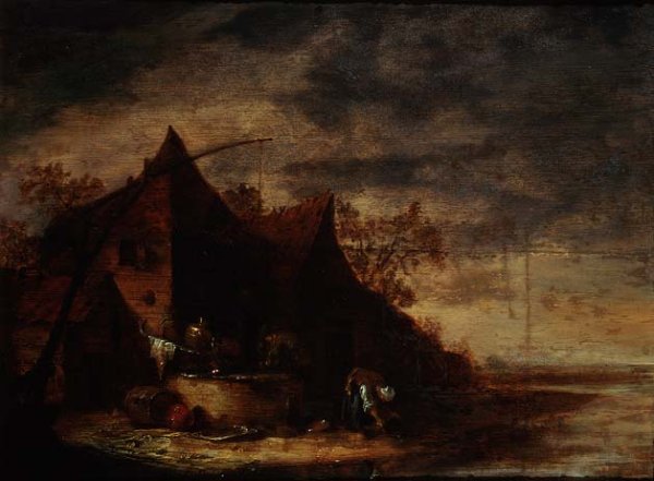 Woman in Front of a Cottage