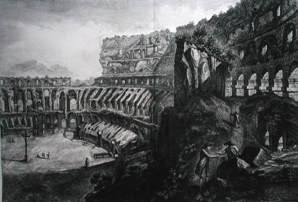 View of the interior of the Coliseum, from Le Antichita Romane de G.B. Piranesi 1756, published in Paris, 1835