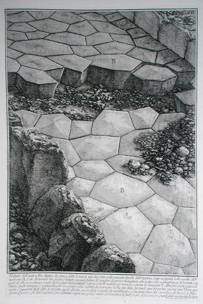 The paving of the Via Appia Antica, from Le Antichita Romane de G.B. Piranesi 1756, published in Paris, 1835