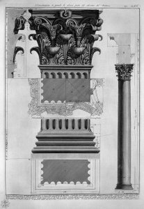 Plate LXXXIV-V Demonstration in large scale of part of the Portico of the Pantheon from Vedute, first published in 1756, pub. by E and F.N. Spon Ltd., 1900