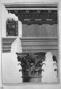 Plate XC-I Large scale Illustration of a detail of the Portico of the Pantheon from Vedute, first published in 1756, pub. by E. and F.N Spon Ltd., 1900