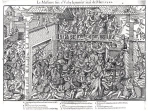 The Massacre of the Protestant Population by the Troops of the Duc de Guise at Wassy-sur-Blaise, 1st March 1562, engraved by Jacques Tortorel 1568-92