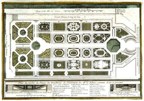 Plan of the Garden of the Palais des Tuilleries, from Vues des belles maisons de France, published 1680