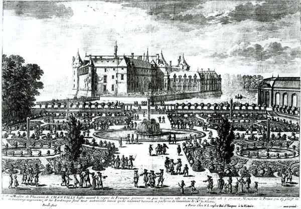 The Chateau de Chantilly and the gardens designed by Andre le Notre 1613-1700