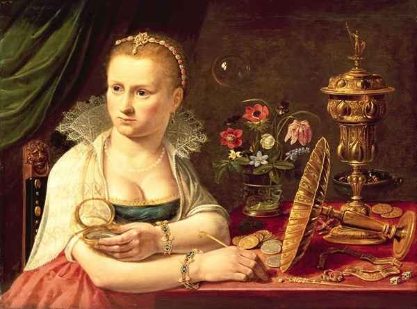 A vanitas portrait of a lady believed to be Clara Peeters