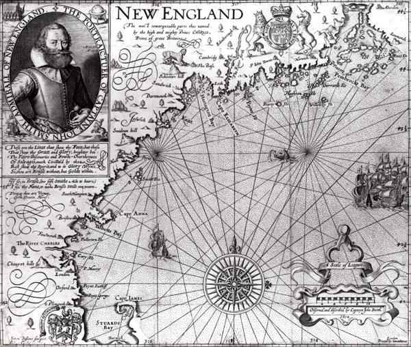 Map of the Coast of New England, Observed and Described by Captain John Smith 1580-1631 1614, from Generall Historie, 1624