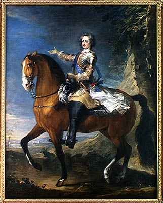 Equestrian Portrait of Louis XV 1710-74 at the age of thirteen, 1723