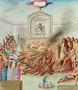 Tome 3 fol.132 A Human Sacrifice, from Teatro de la Nueva Espana, 1640