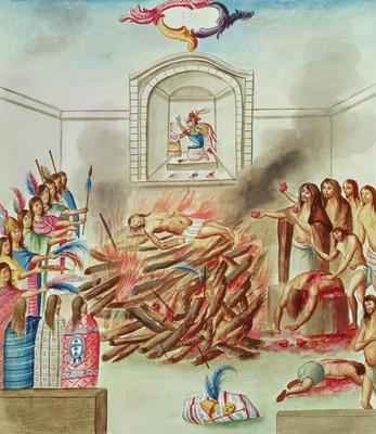 Tome 3 fol.132 A Human Sacrifice, from Teatro de la Nueva Espana, 1640