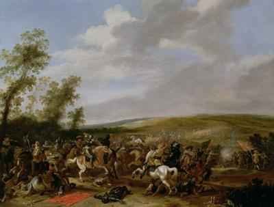 Battle Scene at Lutzen between King Gustavus Adolfus of Sweden against the Troops of Wallenstein, 1632