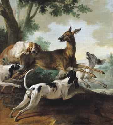 A Deer Chased by Dogs, 1725