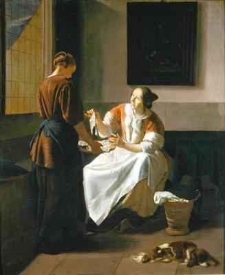 A Lady and Maid Choosing Fish