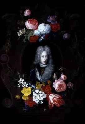 A Portrait of a Man surrounded by a Garland of Flowers 1696