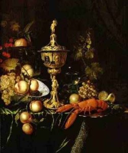 Still Life with a Steeple Cup a Lobster and Fruit 1677