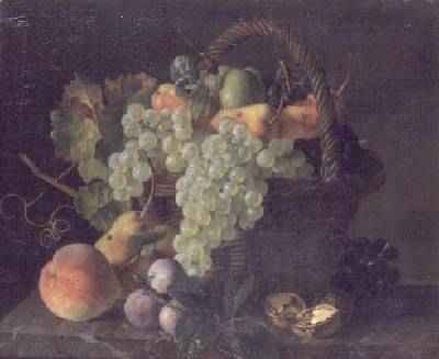 Still life of fruit in a basket