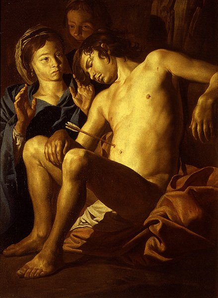 San Sebastián atendido por Santa Irene y una esclava 1640-1650