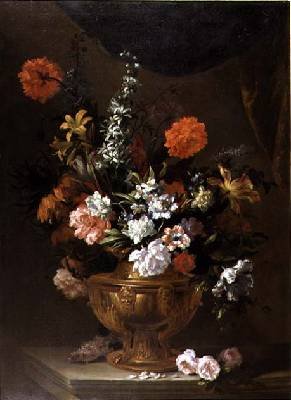 Flowers in a Sculptured Vase