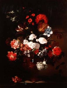 Still Life of Carnations Tulips Peonies and Other Flowers