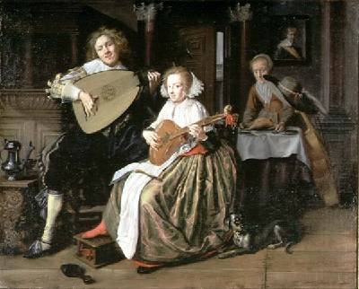 A Young Man Playing a Theorbo and a Young Woman Playing a Cittern