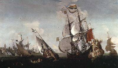 The Eendracht and other shipping off a Dutch port