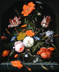 Still life of flowers in a glass vase