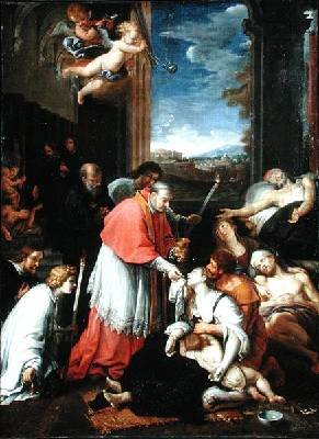 St Charles Borromeo 1538-84 Administering the Sacrament to Plague Victims in Milan in 1576