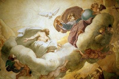 Detail of the painting of the interior of the dome depicting the Holy Trinity 1663-65