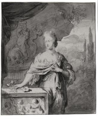 Preparatory drawing for Portrait of Dina Bye 1705