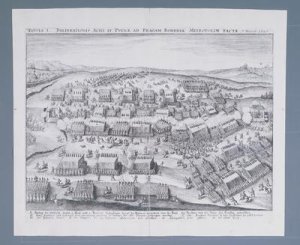 The Battle of Rain am Lech  victory of the Protestant Swedes against the Catholic troops of Tilly 15th April 1632 from Theatrum Europaeum Volume II 1633