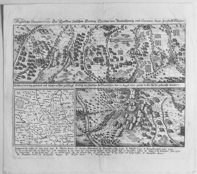 Map of the Battle of Stadtlohn between the Imperial troops led by General Tilly and the Protestant troops under Christian of Brunswick