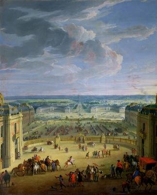 Perspective View from the Chateau of Versailles of the Place dArmes and the Stables 1688