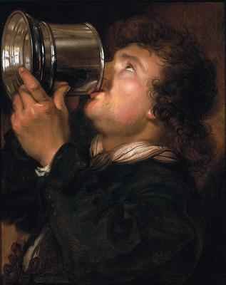 An Allegory of taste a young man drinking from a silver tankard