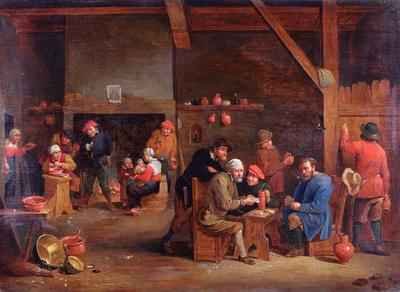 Tavern interior with card players